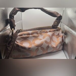 Coach Monogrammed Rose Gold Metallic Purse shoulder bag - Authentic